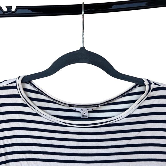Cabi 561 Navy White Striped Sharkbite Asymmetrical Long Sleeve Top M Nautical - Picture 4 of 8